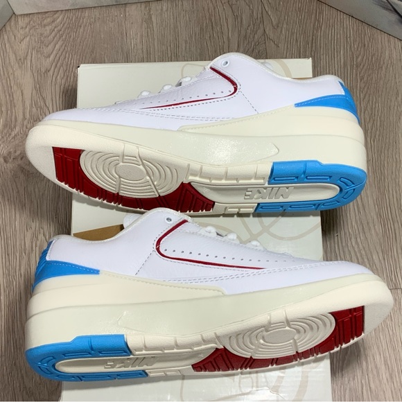 Nike Air Jordan 2 Low Retro UNC to Chicago Women 7 White Blue Red DX4401-164 NEW - Picture 10 of 10